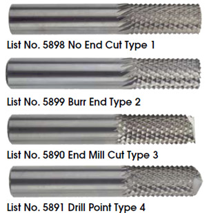 30 degree Included Angle Bright Finish Double Cut Toll No SL-1 Tree Shape Radius End Morse Cutting Tools 59605 1/4 Shank Burrs Solid Carbide 1/4 Diameter